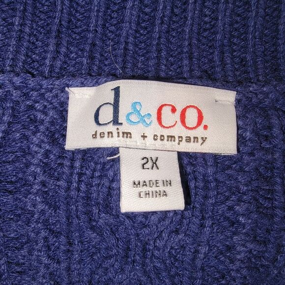 Denim & Co. Button Front Cable Knit Tunic Cardigan with Pockets 2x - Picture 7 of 8